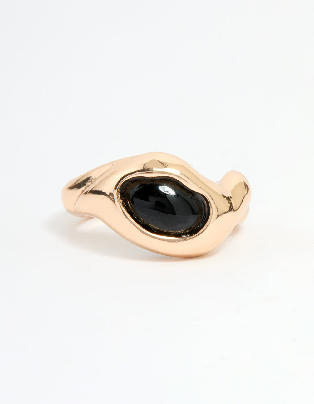 Gold Black Stone Molten Circle Ring