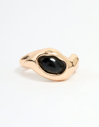 Gold Black Stone Circle Ring - link has visual effect only