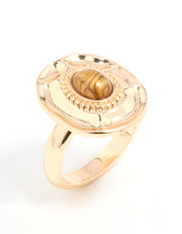 Gold Oval Statement Stone Ring - link has visual effect only