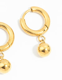Waterproof Gold Plated Stainless Steel Ball Earrings 2-Pack - link has visual effect only