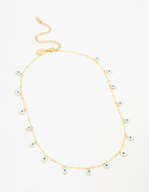 Waterproof Gold Plated Stainless Steel Evil Eye Necklace