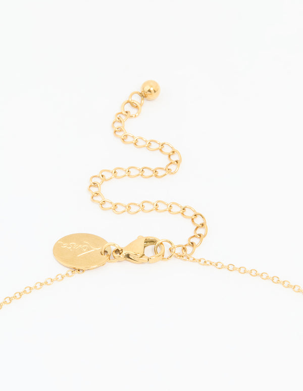 Waterproof Gold Plated Stainless Steel Pearl Charms Necklace