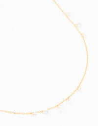 Waterproof Gold Plated Stainless Steel Cubic Zirconia Charms Necklace - link has visual effect only