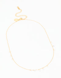 Waterproof Gold Plated Stainless Steel Cubic Zirconia Charms Necklace - link has visual effect only