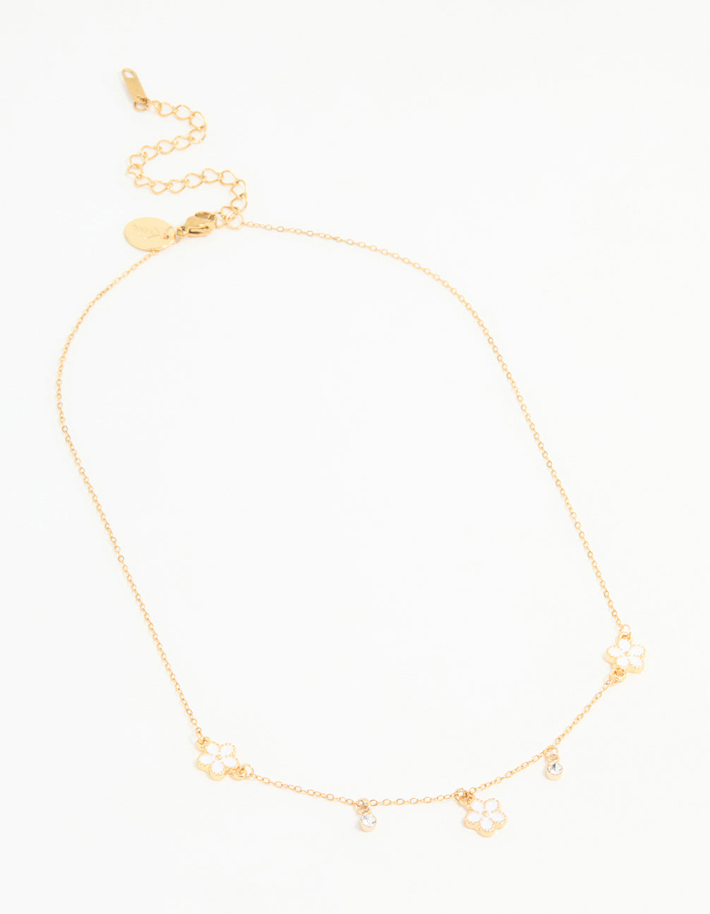 Waterproof Gold Plated Stainless Steel Cubic Zirconia Heart Floral Pendant Necklace