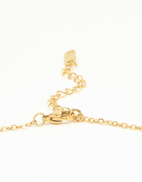 Waterproof Gold Plated Stainless Steel Textured Butterfly Necklace