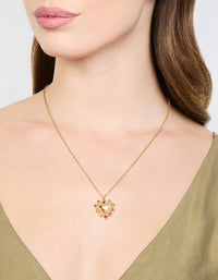 Waterproof Gold Plated Stainless Steel Diamante Heart Pendant Necklace - link has visual effect only