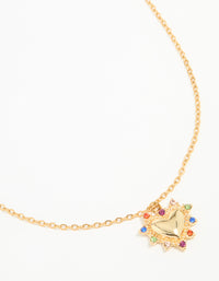 Waterproof Gold Plated Stainless Steel Diamante Heart Pendant Necklace - link has visual effect only