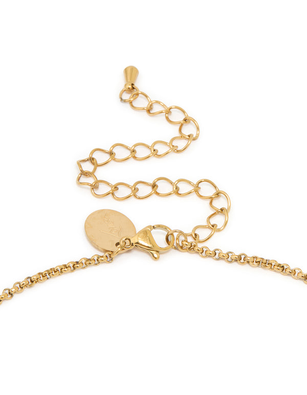 Waterproof Gold Plated Stainless Steel Double Ring Pendant Necklace