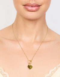 Waterproof Gold Plated Quilted Heart Pendant T & O Necklace - link has visual effect only