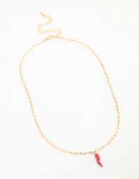 Waterproof Gold Plated Stainless Steel Chili Pendant Necklace - link has visual effect only