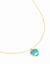 Waterproof Gold Plated Stainless Steel Evil Eye Heart Necklace - link has visual effect only