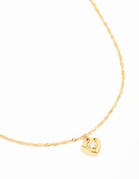 Waterproof Gold Plated Stainless Steel Cubic Zirconia Puffy Heart Necklace - link has visual effect only