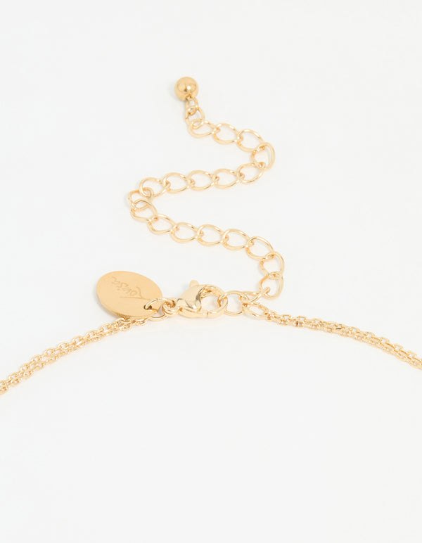 Waterproof Gold Plated Stainless Steel Moon Pendant Layered Necklace