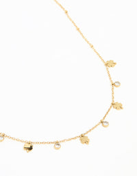 Waterproof Gold Plated Stainless Steel Cubic Zirconia Clover Pendant Necklace - link has visual effect only