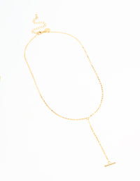 Waterproof Gold Plated Stainless Steel T-Bar Necklace - link has visual effect only