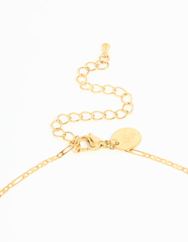 Waterproof Gold Plated Stainless Steel T-Bar Necklace