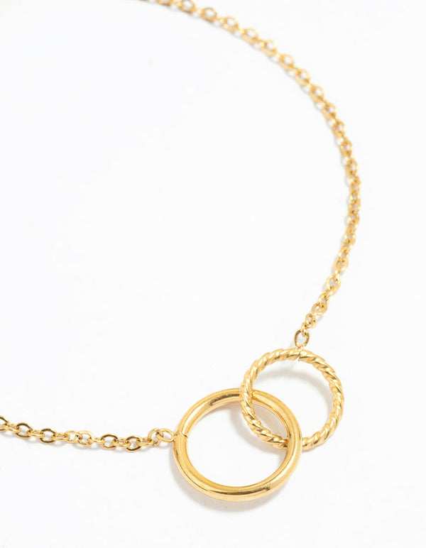 Waterproof Gold Plated Stainless Steel Double Ring Bracelet