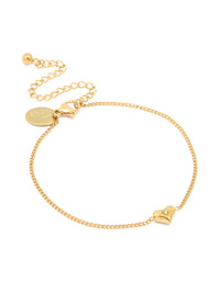 Waterproof Gold Plated Stainless Steel Dainty Heart Bracelet - link has visual effect only
