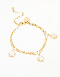 Waterproof Gold Plated Stainless Steel Floral Petal Bracelet - link has visual effect only