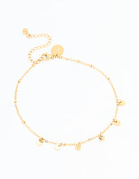 Waterproof Gold Plated Stainless Steel Disc Anklet - link has visual effect only