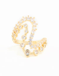 Gold Plated Cubic Zirconia Open Wave Ring - link has visual effect only