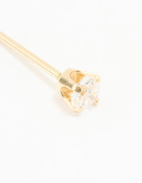 14KT Solid Yellow Gold 3MM Cubic Zirconia Piercing Stud - link has visual effect only
