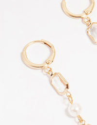 Gold Diamante Pearl Long Tassel Drop Earrings - link has visual effect only