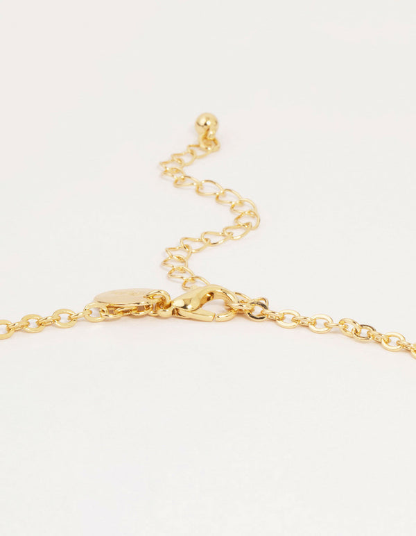 Gold Red Beaded Flower Y-Necklace