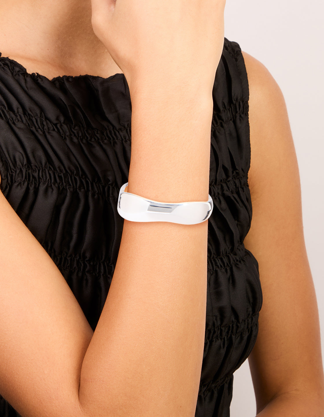 Silver Thin Wrist Hinged Bangle