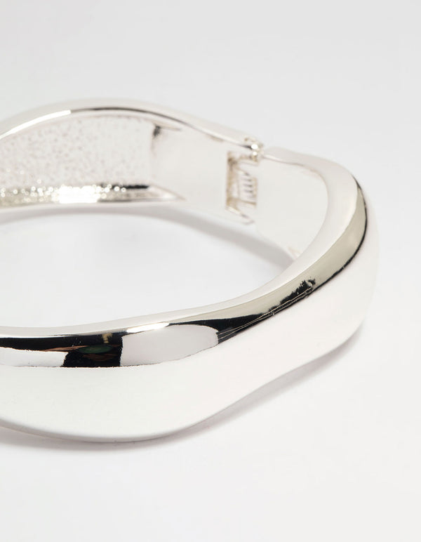 Silver Thin Wrist Hinged Bangle