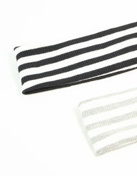 Blue, Grey & White Striped Stretch Fabric Headbands 2-Pack - link has visual effect only