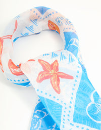 Blue Fabric Vacation Print Scarf - link has visual effect only