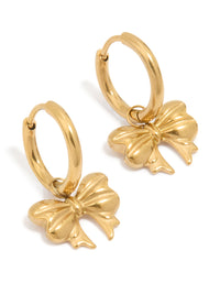Waterproof Gold Plated Stainless Steel Bow Hoop Earrings - link has visual effect only