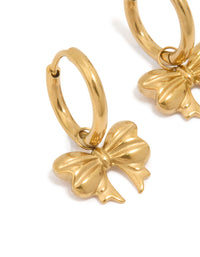Waterproof Gold Plated Stainless Steel Bow Hoop Earrings - link has visual effect only