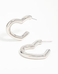 Silver Heart Thread Through Hoop Earrings - link has visual effect only