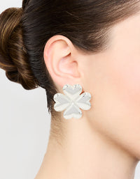 Silver Heart Flower Stud Earrings - link has visual effect only
