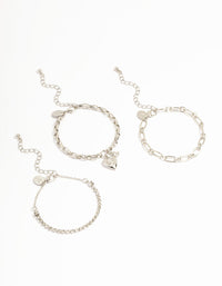 Silver Chunky Charm Bracelets 3-Pack - link has visual effect only