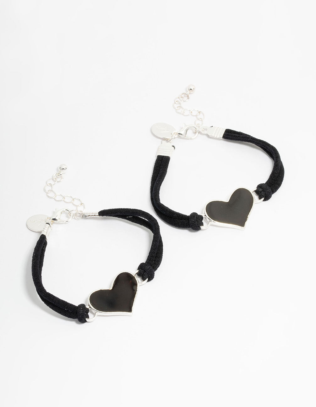 Kids Black Ribbon Mood Heart BFF Bracelets 2-Pack