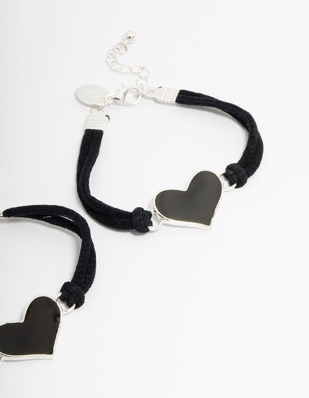 Kids Black Ribbon Mood Heart BFF Bracelets 2-Pack