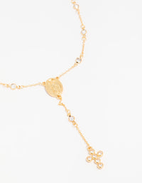 Gold Plated Cubic Zirconia Cross Y-Necklace - link has visual effect only