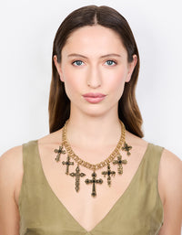 Antique Gold Black Metallic Cross Charm Necklace - link has visual effect only