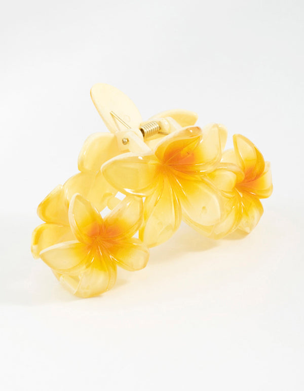 Yellow Frangipani Flowers Hair Claw Clip