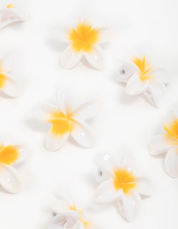 Yellow Frangipani Mini Hair Clips 20-Pack