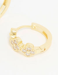 Gold Cubic Zirconia Petal Hoop Earrings - link has visual effect only