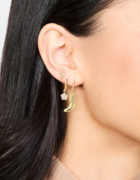 Gold Plated Cubic Zirconia Boot Earrings 3-Pack - link has visual effect only