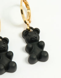Gold Plated Black Gummy Bear Drop Earrings - link has visual effect only