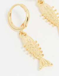 Gold Dainty Fish Drop Earrings - link has visual effect only