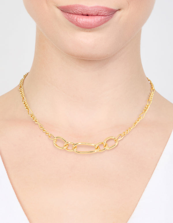 Gold Mixed Link Chunky Necklace