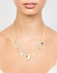 Gold Evil Eye & Heart Charm Necklace - link has visual effect only